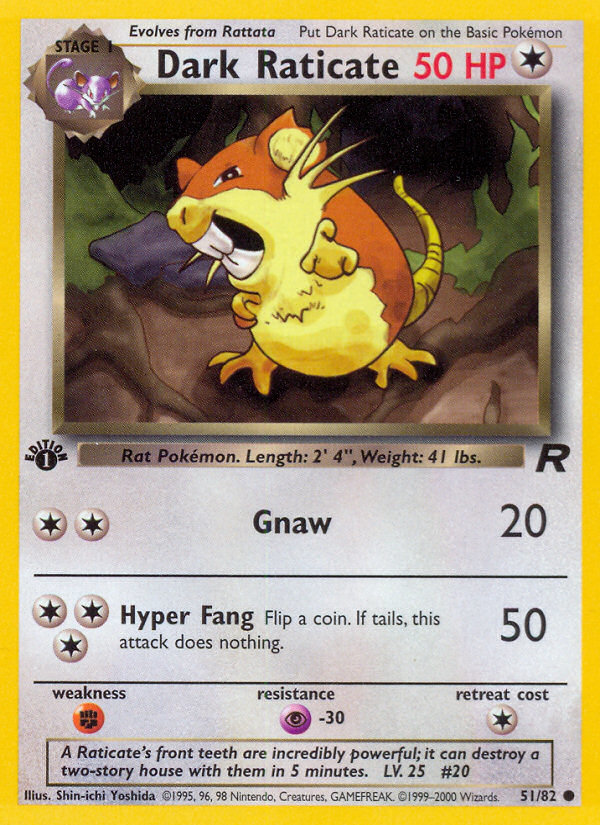 pokemon card raticate 108/098}Team Rocket's Raticate Base Set First