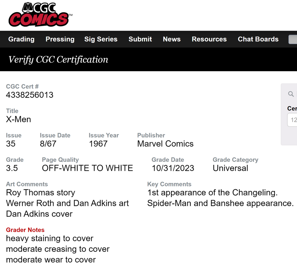 X-Men #35 - Aug 1967 - Marvel Comics - CGC Grading 3.5