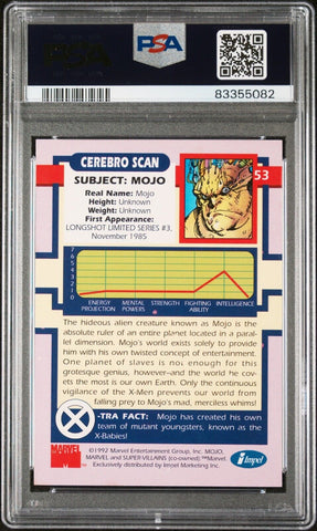 PSA 9 MINT - 1992 IMPEL X-MEN SERIES 1 - MOJO #53