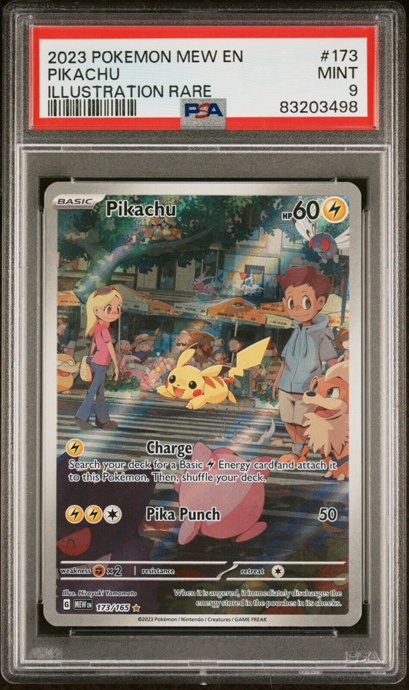 PSA 9 MINT- MEW POKEMON SCARLET & VIOLET 151 - PIKACHU 173/165 ILLUSTRATION RARE