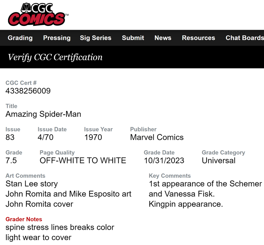 Amazing Spider-Man #83 - Apr 1970 - Marvel Comics - CGC Grading 7.5