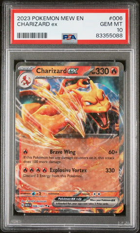 PSA 10 GEM MT - MEW POKEMON SCARLET & VIOLET 151 - CHARIZARD 006/165 DOUBLE RARE