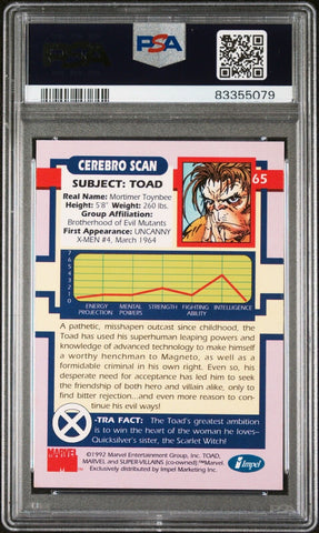 PSA 9 MINT - 1992 IMPEL X-MEN SERIES 1 - TOAD #65
